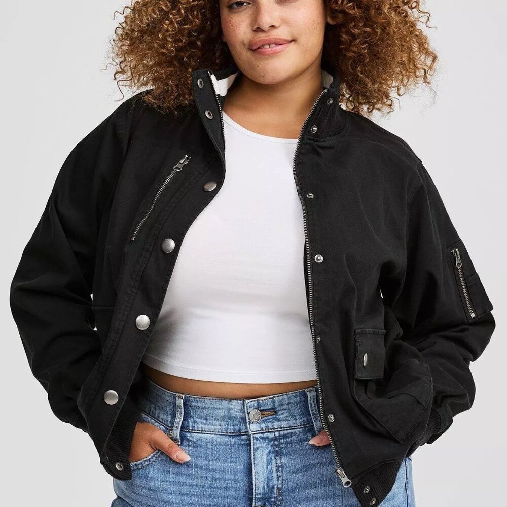 Torrid Twill Bomber With Rib Detail